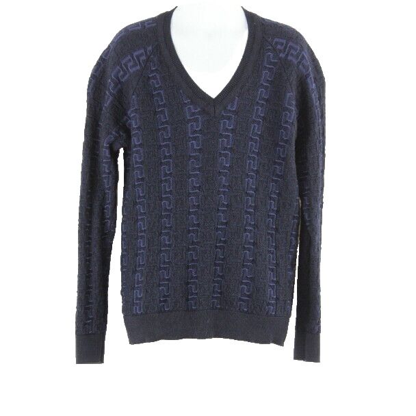Young Versace Sz 8B Purple Navy Textured V Neck Sweater