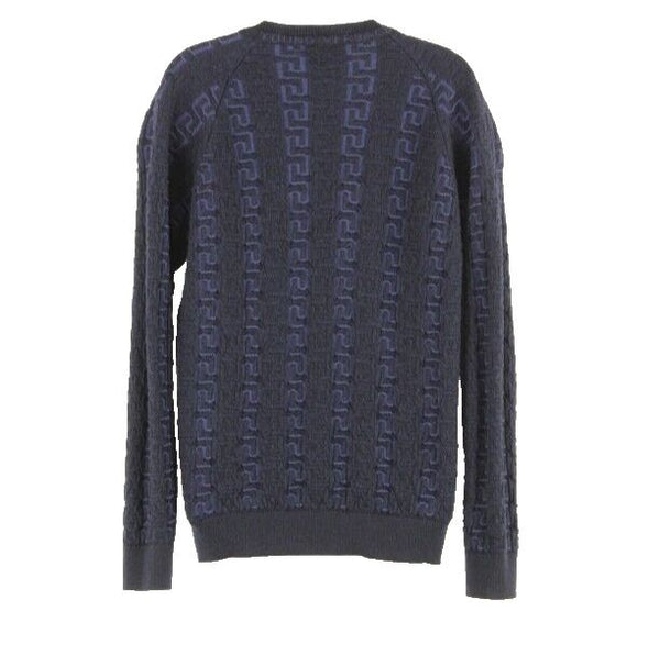 Young Versace Sz 8B Purple Navy Textured V Neck Sweater
