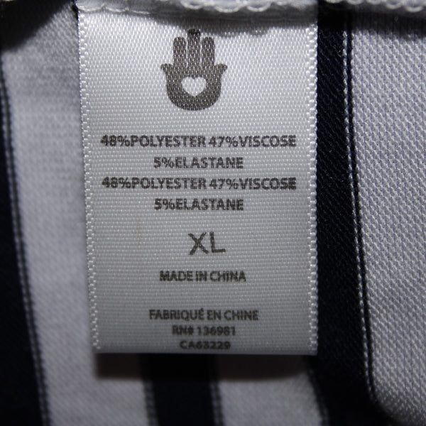 Spiritual Gangsta Sz XL White Navy Blue Stripe Good Karma Crew Polyester Sweater