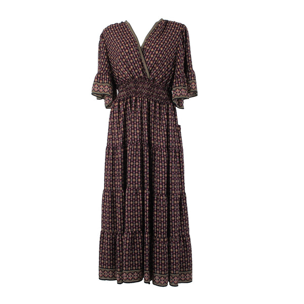 Max Studio Dress NEW $198 Sz 2X Black Purple Multi Color Ruffles 100% Poly Dress