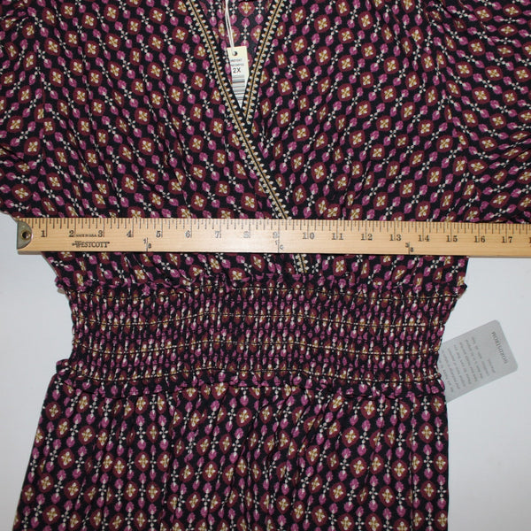 Max Studio Dress NEW $198 Sz 2X Black Purple Multi Color Ruffles 100% Poly Dress