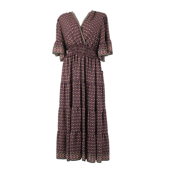 Max Studio Dress NEW $198 Sz 2X Black Purple Multi Color Ruffles 100% Poly Dress