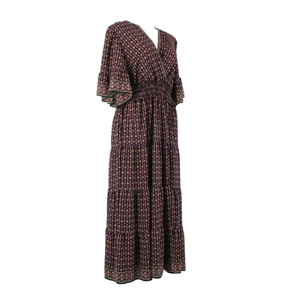 Max Studio Dress NEW $198 Sz 2X Black Purple Multi Color Ruffles 100% Poly Dress