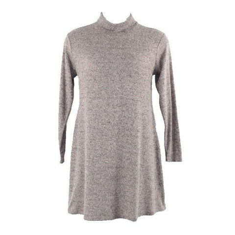 No Comment Sz 1X Rose Gray Heathered Keyhole Back Poly Rayon Spandex Dress