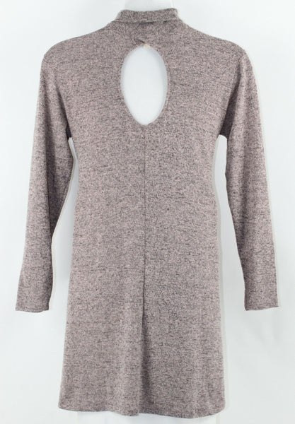 No Comment Sz 1X Rose Gray Heathered Keyhole Back Poly Rayon Spandex Dress