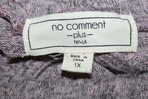 No Comment Sz 1X Rose Gray Heathered Keyhole Back Poly Rayon Spandex Dress