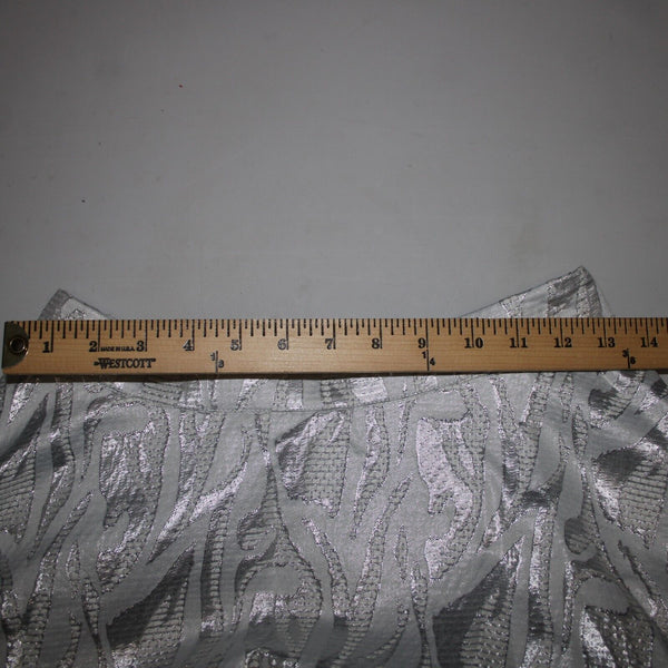 Bebe NEW $129 Sz 8 Silver White Lined Metallic Tweed Midi Poly Nylon Skirt