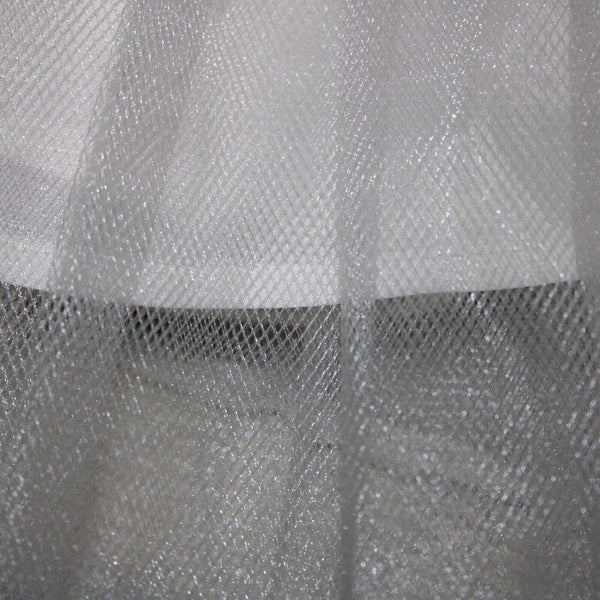 Bebe NEW $129 Sz 8 Silver White Lined Metallic Tweed Midi Poly Nylon Skirt