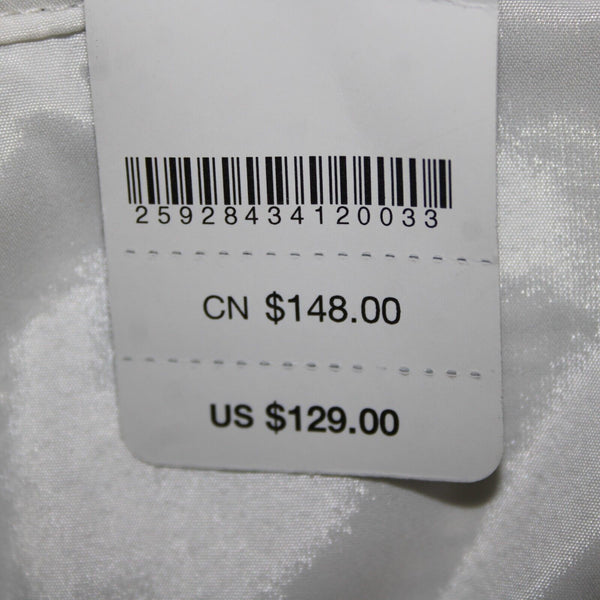Bebe NEW $129 Sz 8 Silver White Lined Metallic Tweed Midi Poly Nylon Skirt