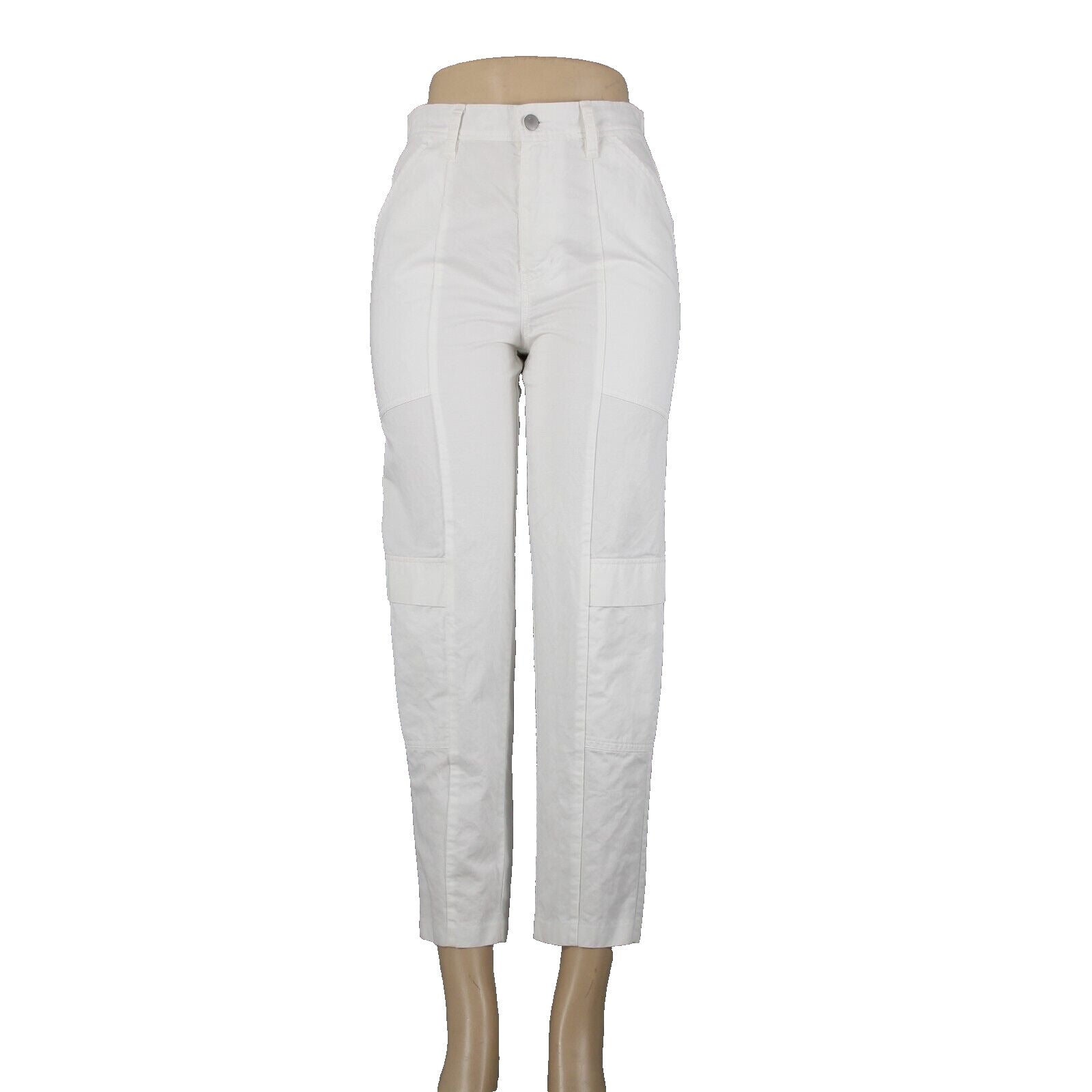 J Brand Sz 26 x 27 White Cargo Pockets Cotton Linen Pant