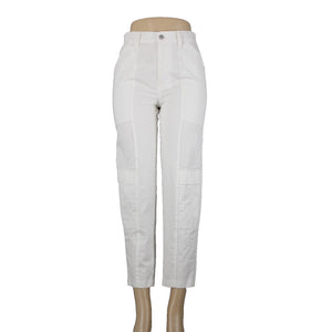 J Brand Sz 26 x 27 White Cargo Pockets Cotton Linen Pant
