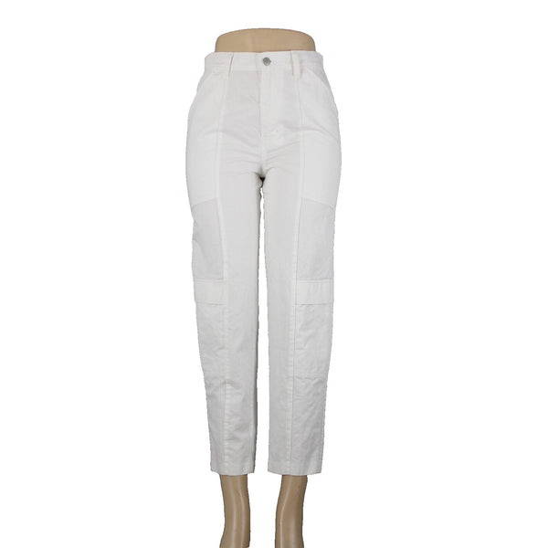 J Brand Sz 26 x 27 White Cargo Pockets Cotton Linen Pant