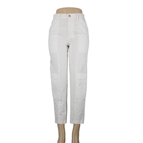 J Brand Sz 26 x 27 White Cargo Pockets Cotton Linen Pant