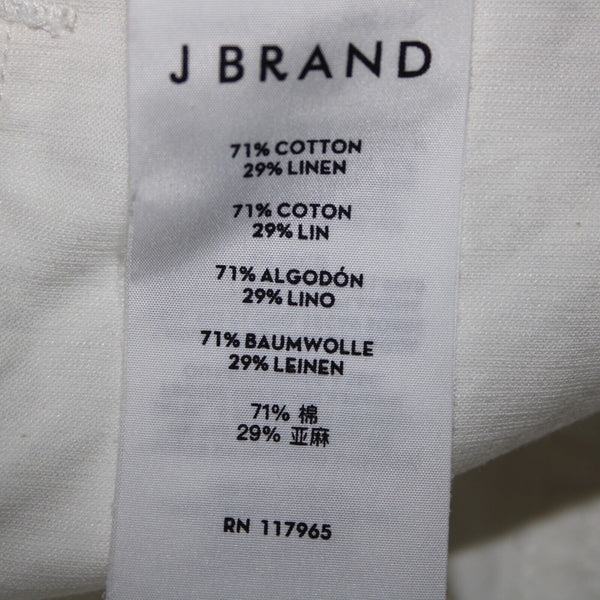 J Brand Sz 26 x 27 White Cargo Pockets Cotton Linen Pant