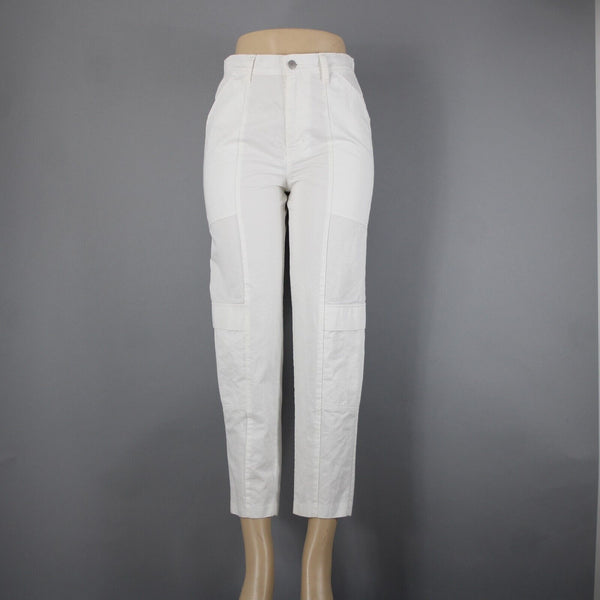 J Brand Sz 26 x 27 White Cargo Pockets Cotton Linen Pant