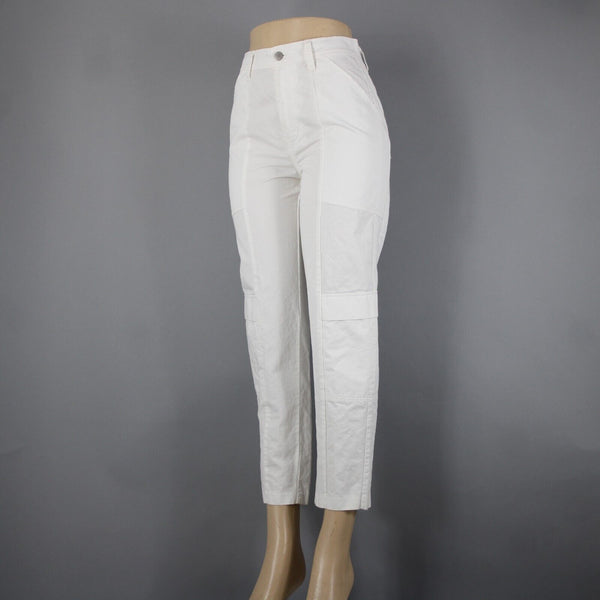 J Brand Sz 26 x 27 White Cargo Pockets Cotton Linen Pant