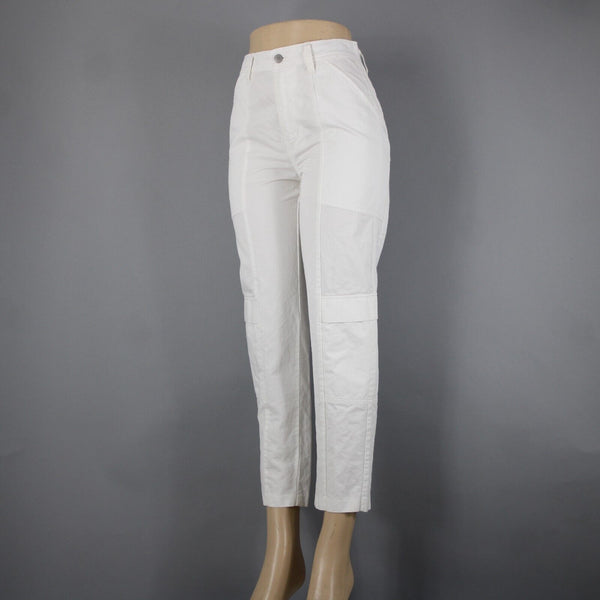 J Brand Sz 26 x 27 White Cargo Pockets Cotton Linen Pant