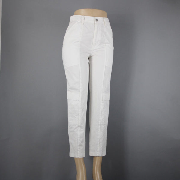 J Brand Sz 26 x 27 White Cargo Pockets Cotton Linen Pant