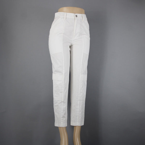 J Brand Sz 26 x 27 White Cargo Pockets Cotton Linen Pant
