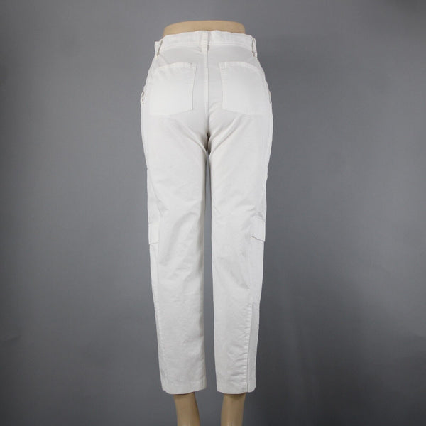 J Brand Sz 26 x 27 White Cargo Pockets Cotton Linen Pant