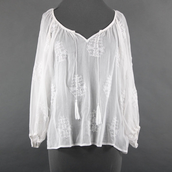 Sanctuary NEW $96 Sz S White Sand Jacinda Tunic Sheer Embroid 100% Poly Top