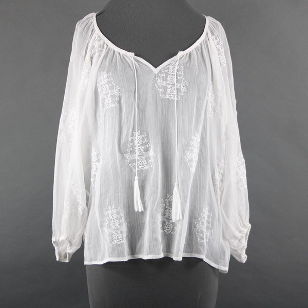 Sanctuary NEW $96 Sz S White Sand Jacinda Tunic Sheer Embroid 100% Poly Top
