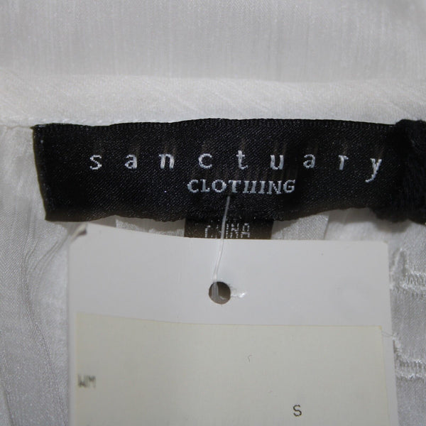 Sanctuary NEW $96 Sz S White Sand Jacinda Tunic Sheer Embroid 100% Poly Top