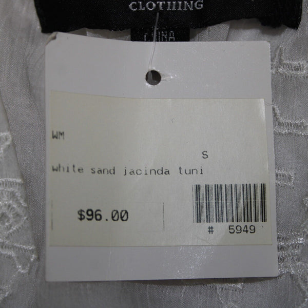 Sanctuary NEW $96 Sz S White Sand Jacinda Tunic Sheer Embroid 100% Poly Top
