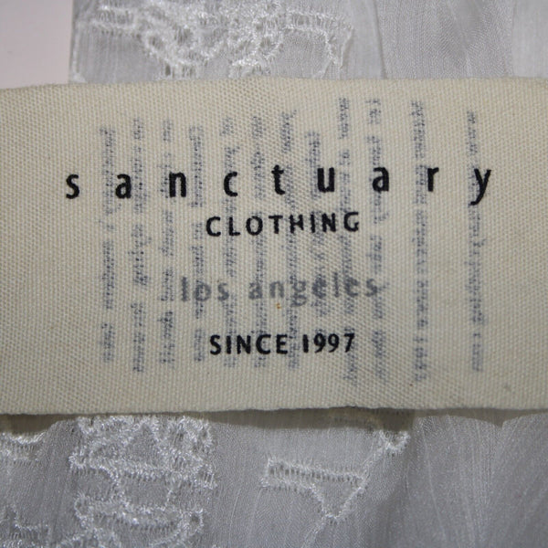 Sanctuary NEW $96 Sz S White Sand Jacinda Tunic Sheer Embroid 100% Poly Top