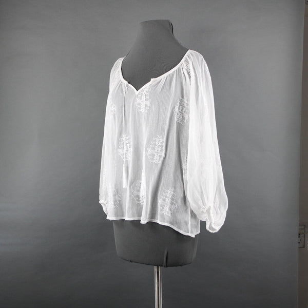 Sanctuary NEW $96 Sz S White Sand Jacinda Tunic Sheer Embroid 100% Poly Top