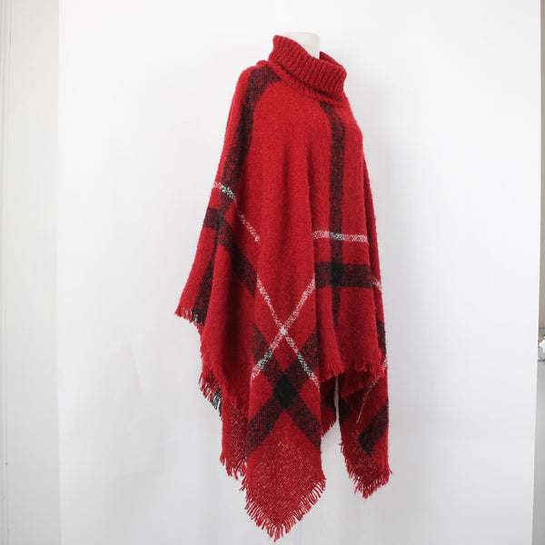 Northern Angel Cape Sz L/XL Red Black White Windowpane Acrylic Cape