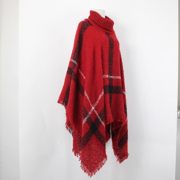 Northern Angel Cape Sz L/XL Red Black White Windowpane Acrylic Cape