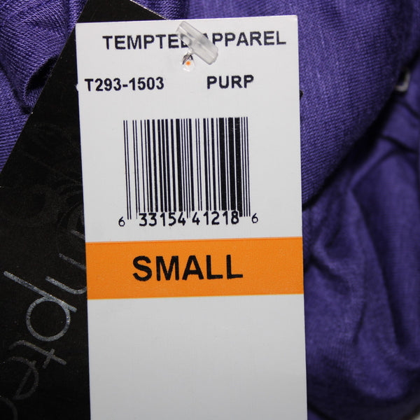 Tempted Apparel NEW Sz S Purple Silver Zipper Unlined Rayon Spandex Dress