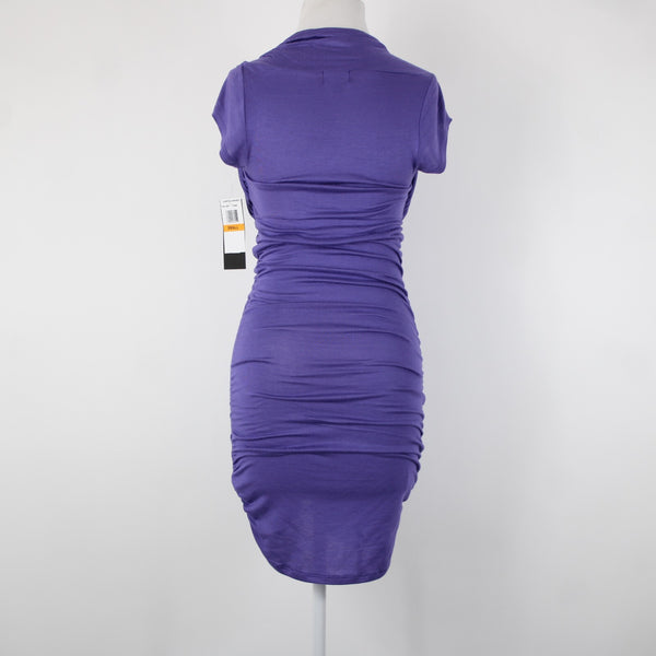 Tempted Apparel NEW Sz S Purple Silver Zipper Unlined Rayon Spandex Dress