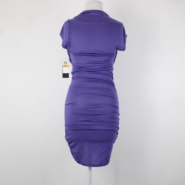 Tempted Apparel NEW Sz S Purple Silver Zipper Unlined Rayon Spandex Dress