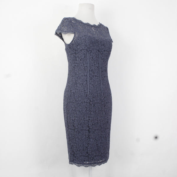 Adrianna Papell Dress Sz 4 Purple Lace Embroidered Lined Viscose Dress