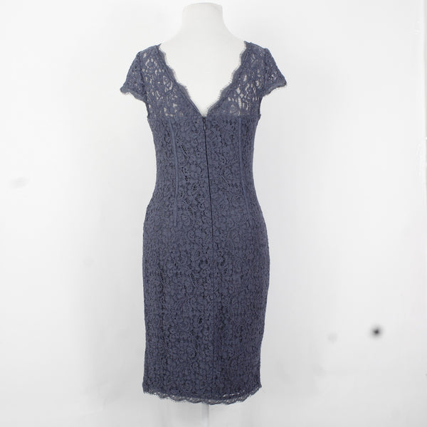 Adrianna Papell Dress Sz 4 Purple Lace Embroidered Lined Viscose Dress