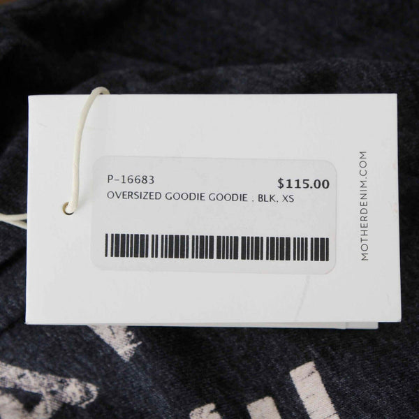 Mother NEW $115 Sz XS Charcoal Ivory Graphic Tee Cotton Blend Knit Top
