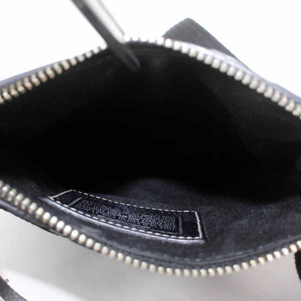 Coach 8.5 x 7 x .5 Black Beige Canvas Patent Snake Smooth Leather Xbody Purse