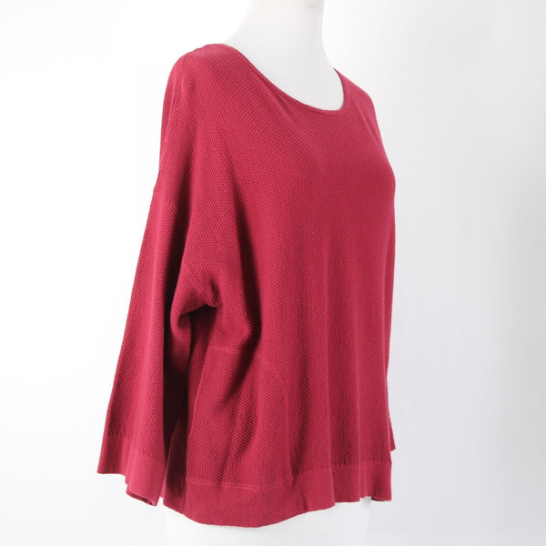 Pure Jill Sz XS Burgundy Red Textured Pockets Cotton Cashmere Sweater