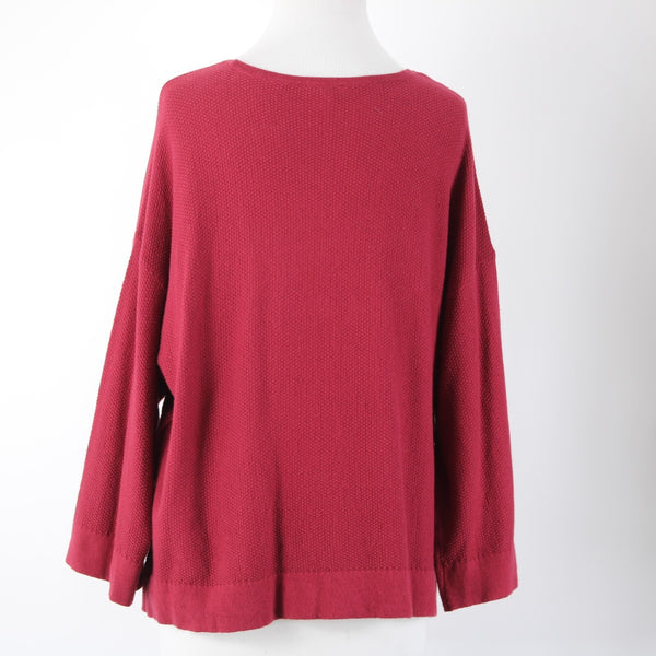 Pure Jill Sz XS Burgundy Red Textured Pockets Cotton Cashmere Sweater