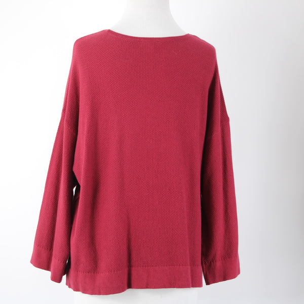 Pure Jill Sz XS Burgundy Red Textured Pockets Cotton Cashmere Sweater