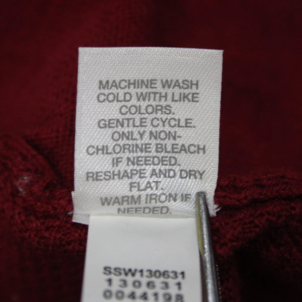Pure Jill Sz XS Burgundy Red Textured Pockets Cotton Cashmere Sweater