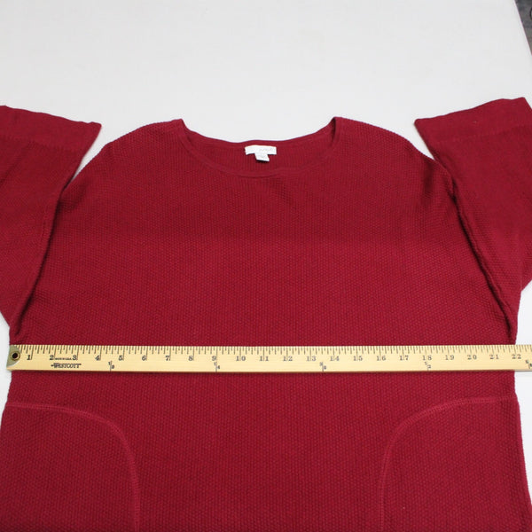 Pure Jill Sz XS Burgundy Red Textured Pockets Cotton Cashmere Sweater