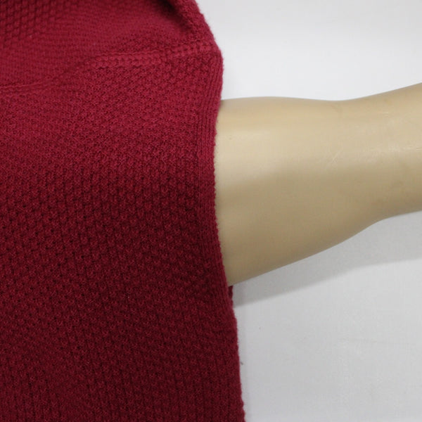 Pure Jill Sz XS Burgundy Red Textured Pockets Cotton Cashmere Sweater