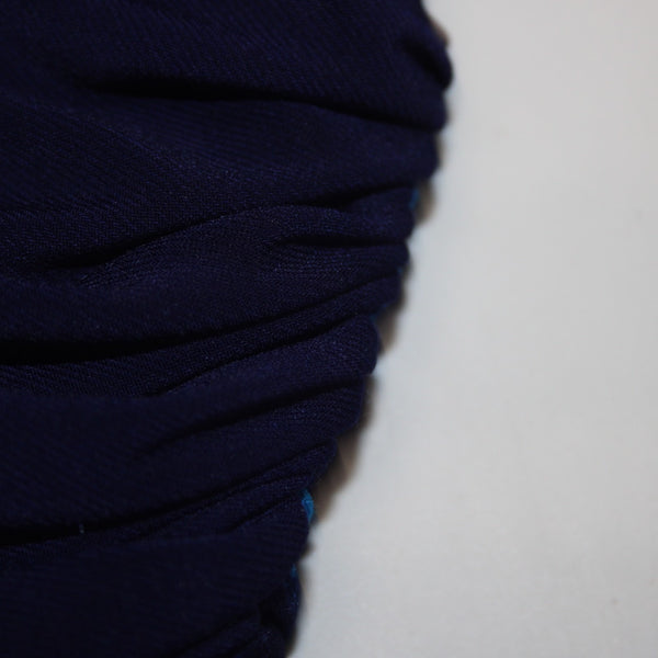 American Living Sz 4 Navy Aqua Faux Wrap Ruched Bodice Poly Blend Part Dress