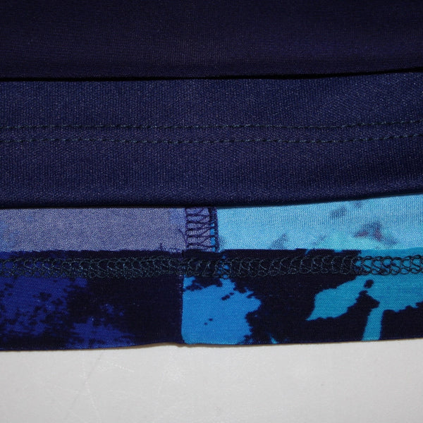 American Living Sz 4 Navy Aqua Faux Wrap Ruched Bodice Poly Blend Part Dress