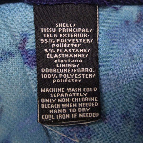 American Living Sz 4 Navy Aqua Faux Wrap Ruched Bodice Poly Blend Part Dress