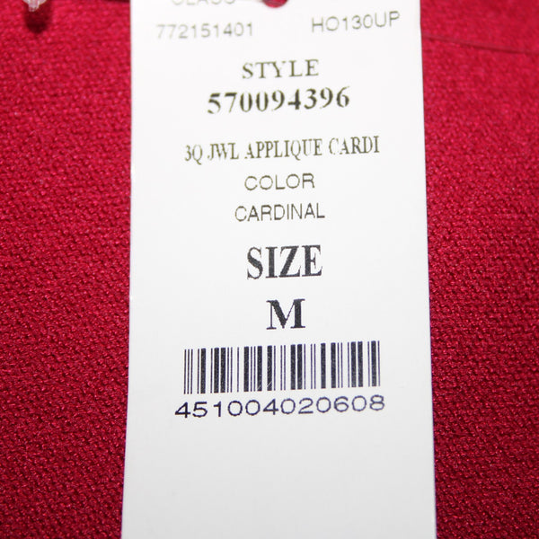 White House Black Market NEW $94 Sz M Cardinal Red Rayon Nylon Cardigan Sweater