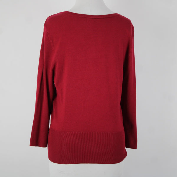 White House Black Market NEW $94 Sz M Cardinal Red Rayon Nylon Cardigan Sweater